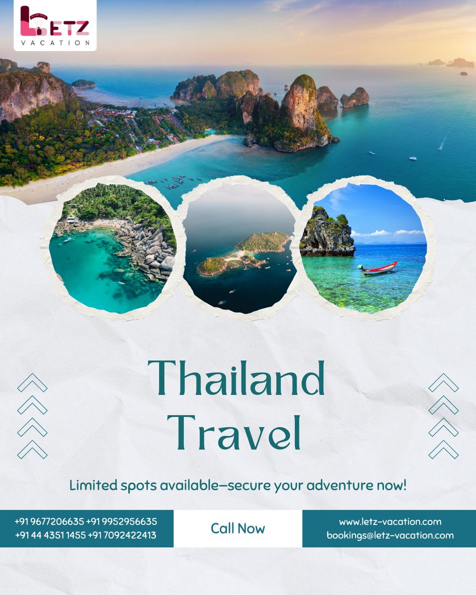 letzBrake's tweet photo. Thailand is the perfect mix of stunning beaches, nightlife, culture, and effortless relaxation. If you want a trip that delivers both energy and peace, this destination never disappoints.

Call Now
• +91 9677206635 | +91 9952956635

bookings@letz-vacation.com https://t.co/OdqW3wCApI