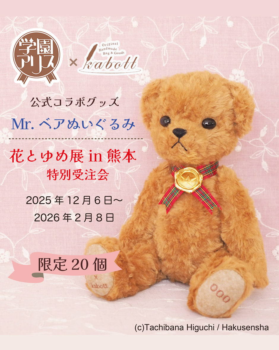 学園アリス kabott コラボ ポーチ ベア 赤 ピンブローチ 数量限定・送料無料】学園アリスコラボ・ベアのおでかけセット： 大人