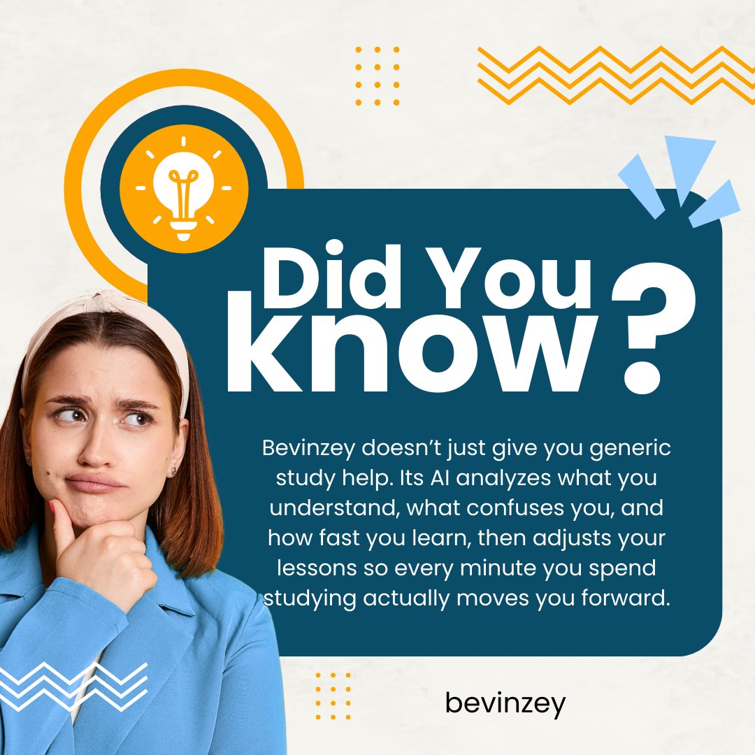 bevinzey's tweet image. Did you know? Bevinzey’s AI adjusts lessons based on what you understand and how fast you learn—making every study minute count!
#aiineducation #edtech #personalizedlearning #smarterlearning #learningtools #studentsuccess