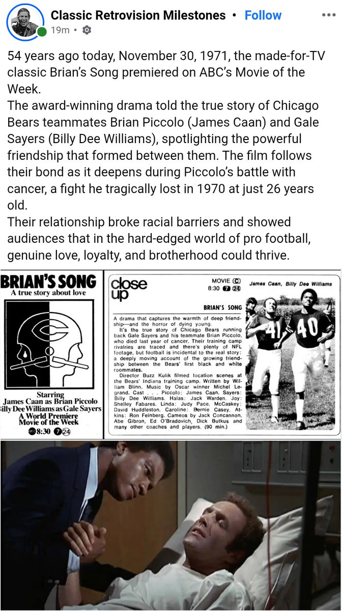 ThePodecito's tweet photo. On this day, the Ace Of #TheMontecito, @James_Caan broke every hard nosed, gruff dad's heart when he and @RealBDW starred in #BriansSong the #MadeForTv #movie about #BrianPiccolo and #GayleSayers #friendship

#BillyDeeWilliams James Caan #JamesCaan #madefortvmovie #1970s #BigEd #BigEdDeline #EdDeline Josh Duhamel Nikki Cox James Lesure Vanessa Marcil Molly Sims Marsha Thomason Tom Selleck Camille Guaty #JoshDuhamel #NikkiCox #JamesLesure #VanessaMarcil #MollySims #MarshaThomason #TomSelleck #CamilleGuaty #LasVegas #Podecito #podcast #Montecito #Nostalgia #fypシ #fyp #Rewatch #RewatchPodcast