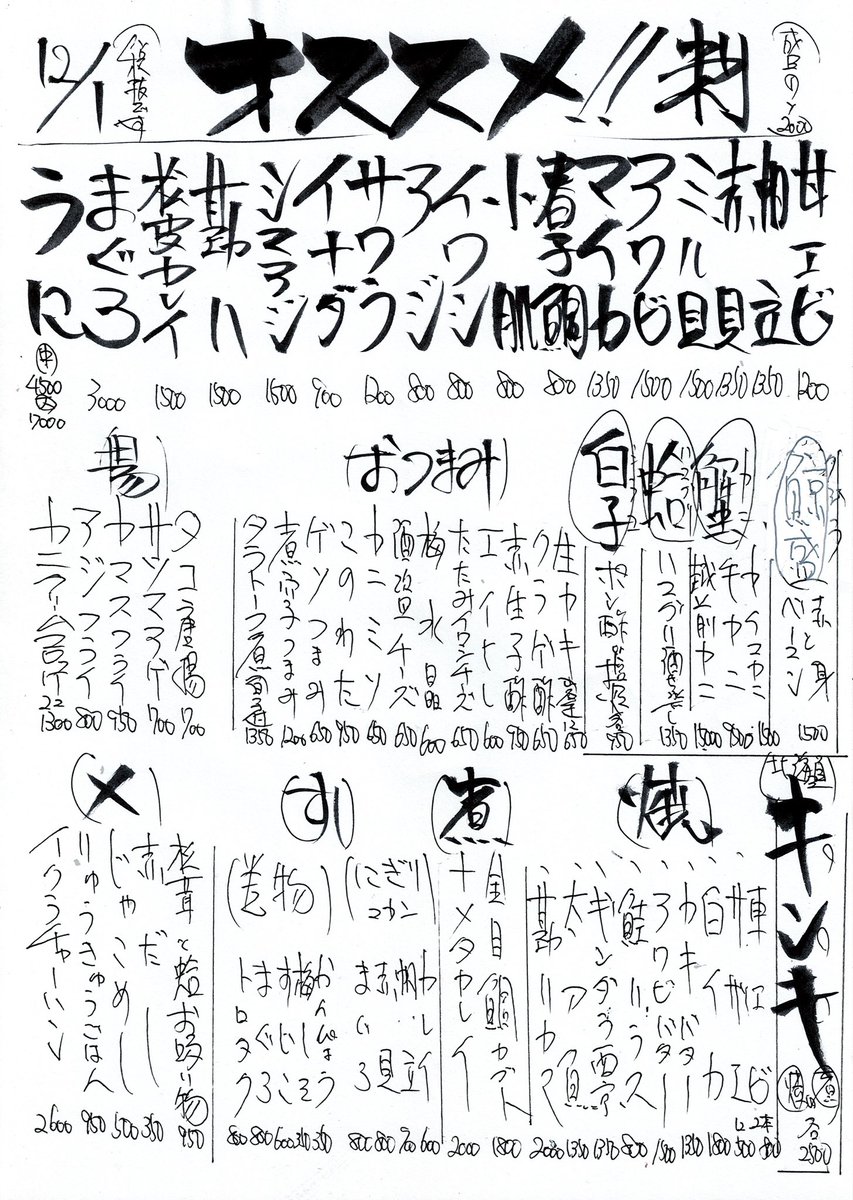 のん坊ページ 12/1 本日のメニューです