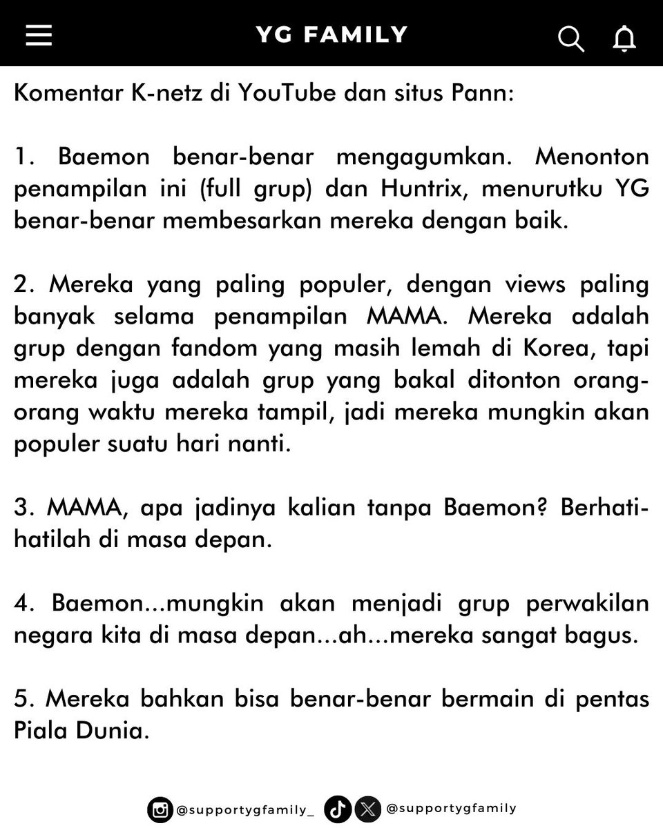 supportygfamily's tweet photo. BABYMONSTER menuai pujian K-netz melalui penampilan live di MAMA Awards dan menjadi girl grup K-pop dengan mention terbanyak di X.

[1/2]

Cr. Pannchoa, Ytb Mnet, AboutMusicYT 

🍕
 
#BABYMONSTER 
#yg #ygent #ygentertainment 
#Supportygfamily_babymonster https://t.co/xj0HK2dOmi