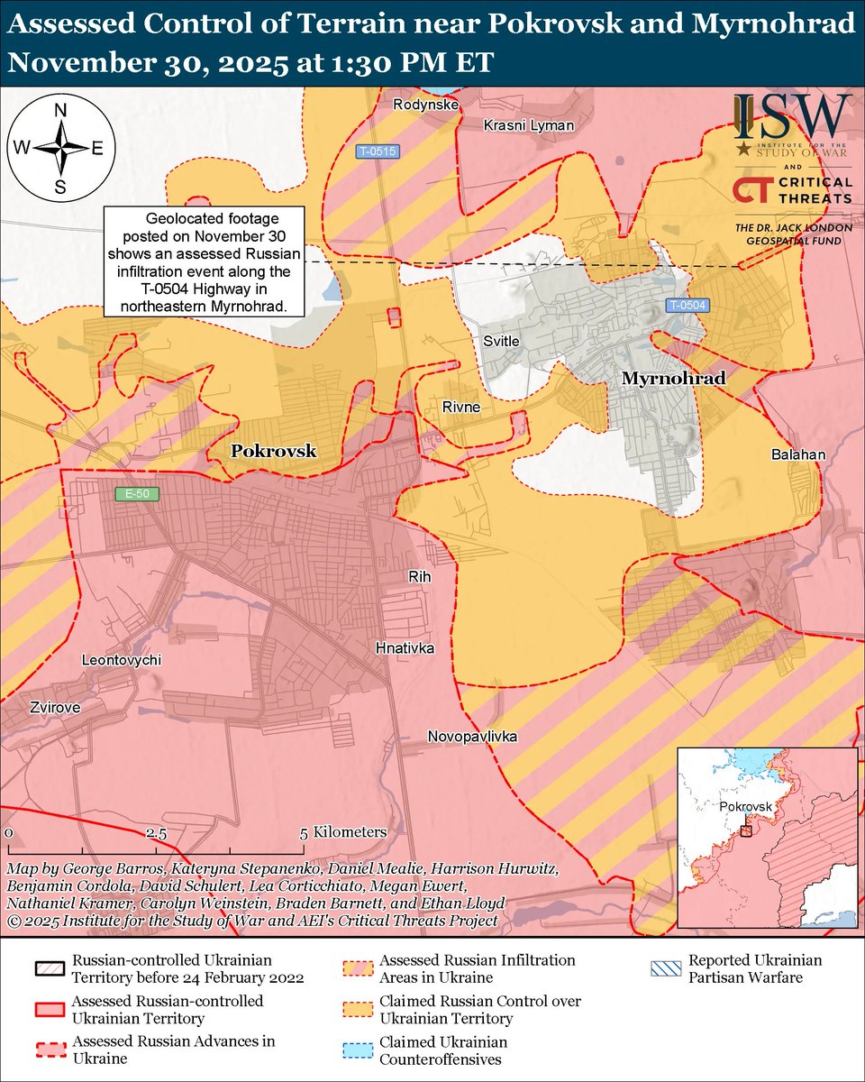 MORE: The Russian effort to seize Pokrovsk remains prolonged and costly as Russian forces are optimized for positional warfare and can only achieve a slow rate of advance. The situation in the Pokrovsk direction remains serious, however.