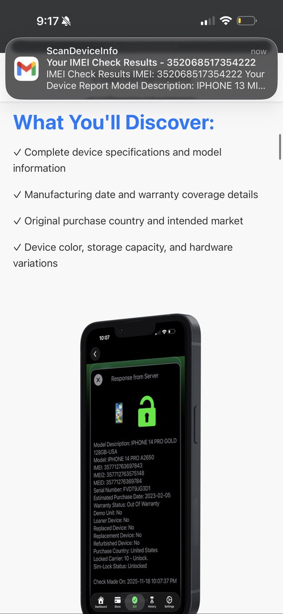 MrCreator1's tweet image. Introducing, ScanDeviceInfo iOS Legit Check Report Online!  

Get Your Report: euphoriatools.com/2025-march/sca…

Instantly run an iOS Legit Check before purchasing an iPhone from a third party. 

Results in seconds! You get a detailed email with information. 

Verifies…
iCloud Status ✅…