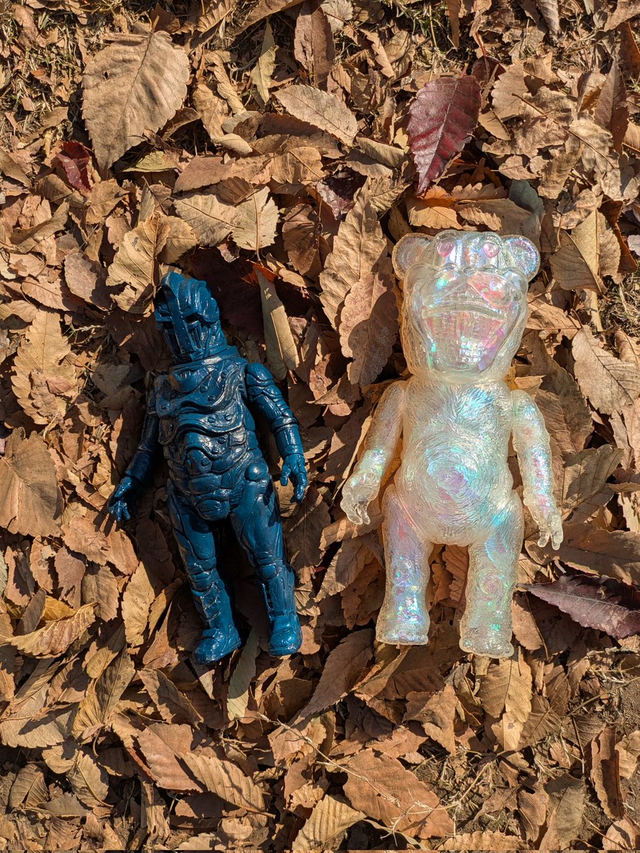 秋を満喫するクロックボルトとTHE BEAR🍁🍁🍁 「今日は落ち葉のベット