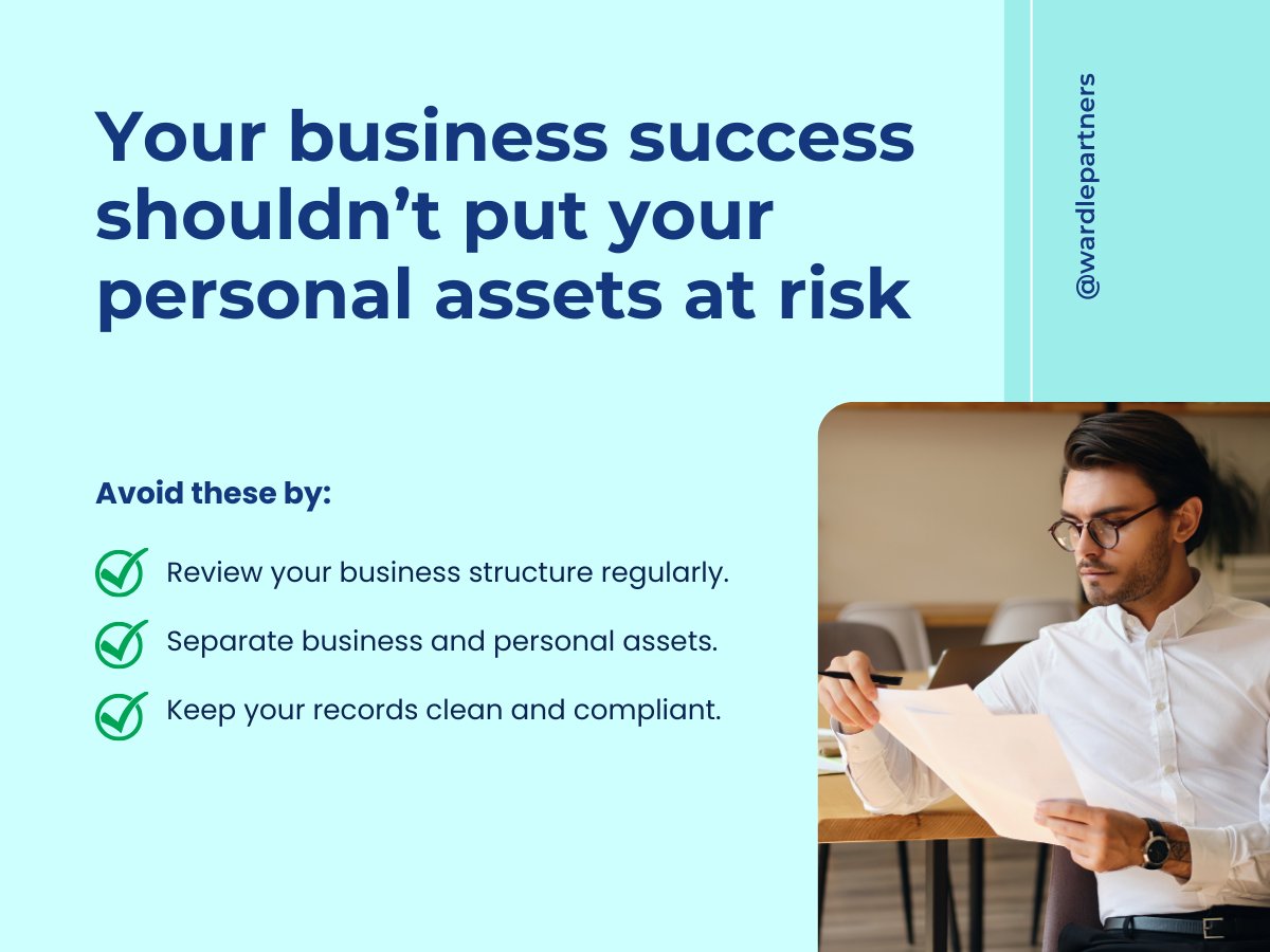 WardlePartners's tweet image. Your business success shouldn’t put your personal assets at risk.

We help business owners safeguard their wealth through smart structures, separation of assets, and ongoing compliance.

#AssetProtection #BusinessStructure #WardlePartnersAccountants