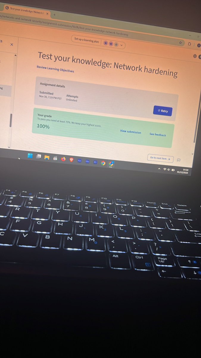 00Santif's tweet image. Day 9: Revisiting my previous Coursera course. Today, I strengthened my knowledge on how OS &amp;amp; network hardening work together — from applying security configurations to using firewalls, IDS/IPS, and SIEM tools to monitor threats.

#CyberSecurity #networking @OnijeC @segoslavia