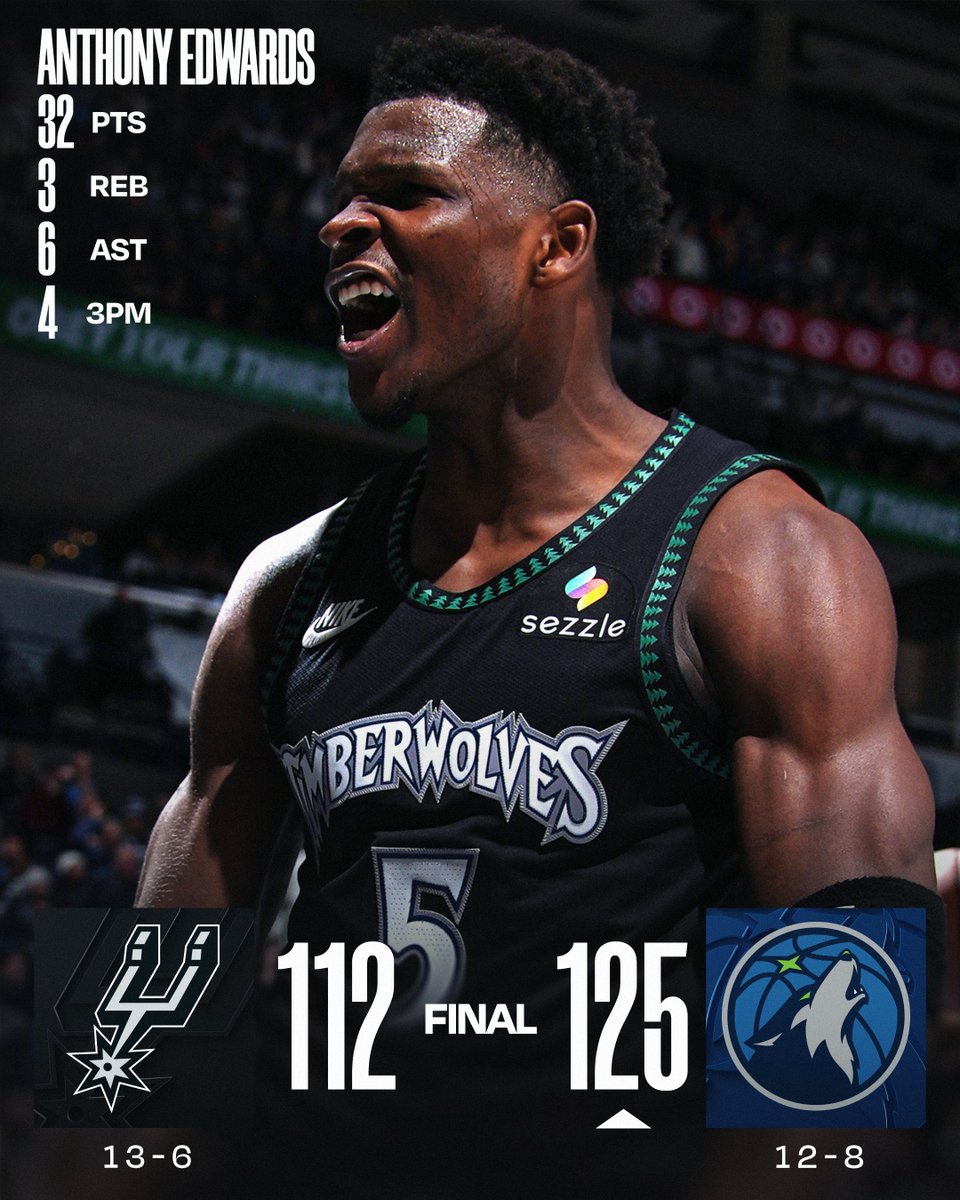 🏀 SUNDAY'S FINAL SCORES 🏀
Anthony Edwards becomes the franchise-leader in 30-PT games in the @Timberwolves win over the Spurs!
Julius Randle: 22 PTS, 12 AST, 6 REB