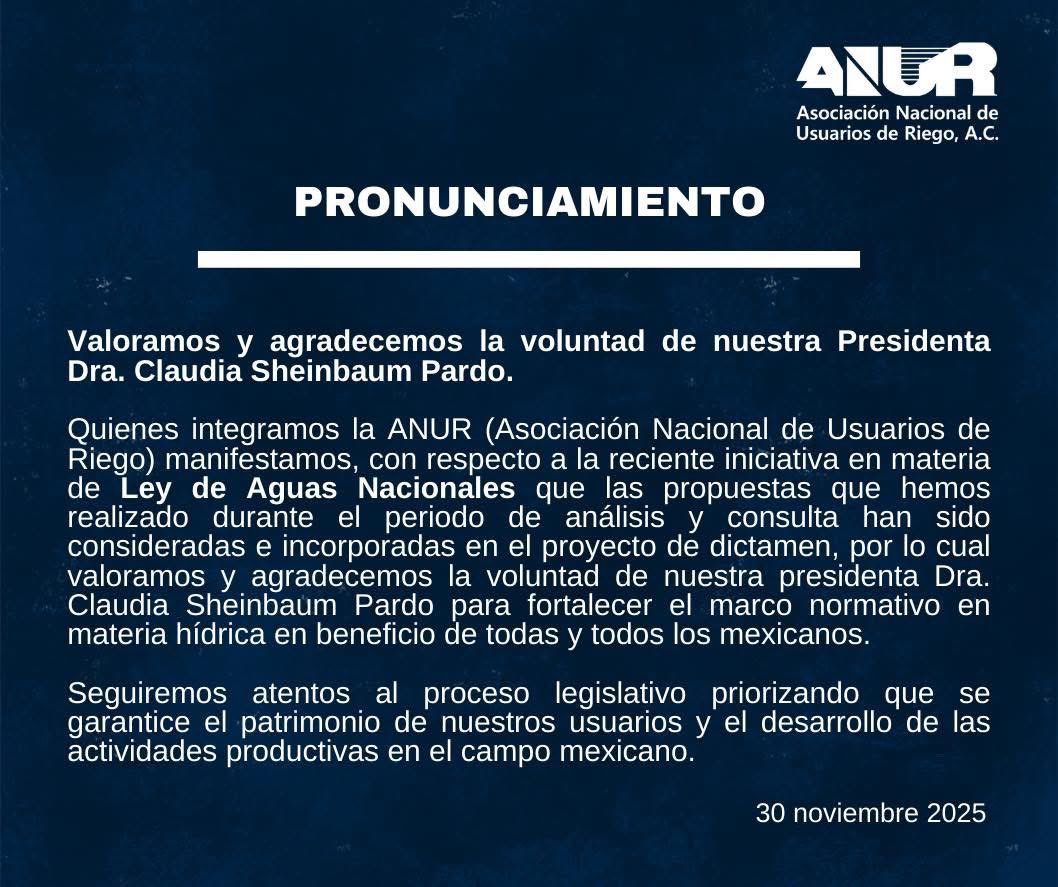 💧Pronunciamiento💧 

“Valoramos y agradecemos la voluntad de nuestra Presidenta Dra. Claudia Sheinbaum Pardo”