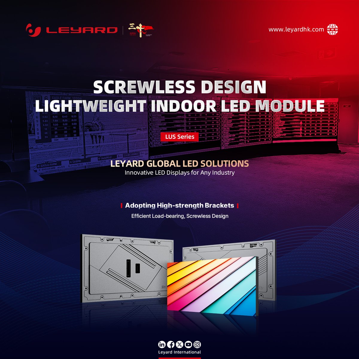 Leyard_int's tweet image. 🌟 Introducing the Leyard LUS Series — Redefining Indoor LED Module Excellence 🌟

✨ Key Highlights:

• High-Strength Brackets for Superior Load-Bearing

• Screwless Design for Ultimate Ingenuity