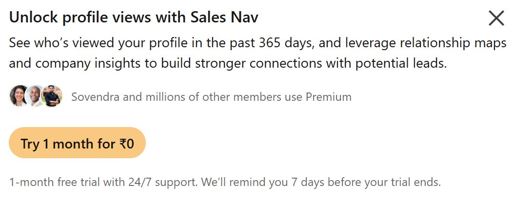 akramcodez's tweet image. Just noticed LinkedIn gives 1 month of Premium for free.