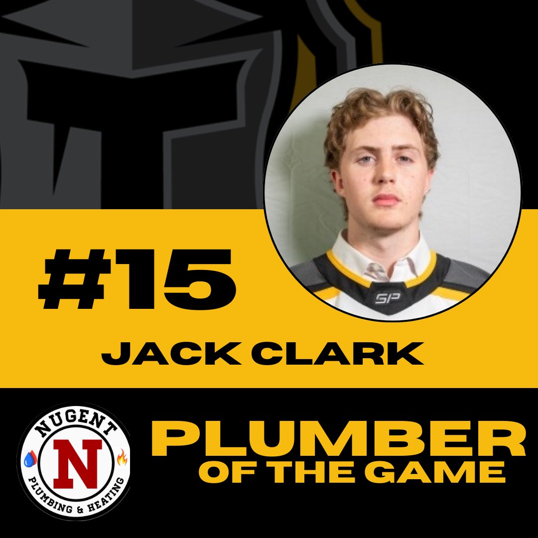 Jack Clark is your NUGENT PLUMBING and HEATING plumber of the game vs the Winnipeg Monarchs. 

#GoldAndBlackAttack🟡⚫️⚔️