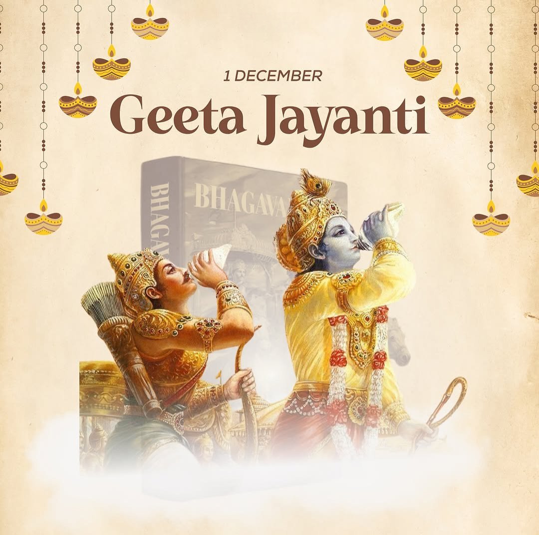 satyakumar_y's tweet image. Warm greetings on Gita Jayanti!

The timeless wisdom of the Bhagavad Gita continues to guide humanity towards duty, righteousness and inner strength.

May its teachings inspire us to walk the path of truth and serve our nation with devotion.

#GitaJayanti