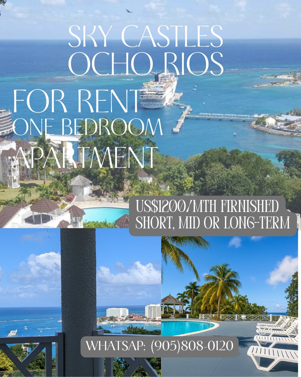 steadfastjah's tweet photo. For #Rent in Columbus Heights/ Sky Castle #OchoRios .
One Bedroom Apartment with majestic view of the bay and pier.

**Short, mid term and long terms **

Contact (905)808-0120 or message for details.

#jamaica 
#realestate 
#forrent https://t.co/psf2ztb3Ng