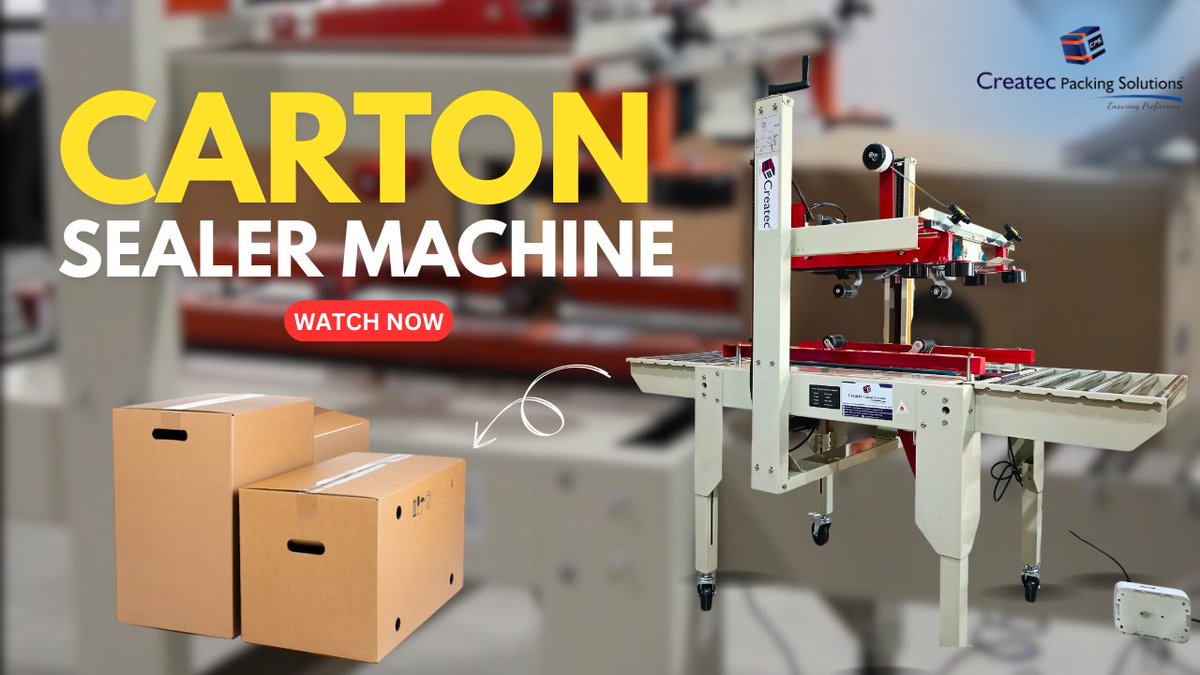 CreatecPacking's tweet image. Carton Sealing Machine – Watch Now on Our YouTube Channel! 🎥  youtu.be/YnOKl3QJcas

📞 +91 97515 02447 | +91 99942 07197   

#CartonSealingMachine  
#BoxTapingMachine  
#PackagingSolutions  
#YouTubeDemo  
#IndustrialPacking  
#DispatchReady  
#SealingMachineDemo