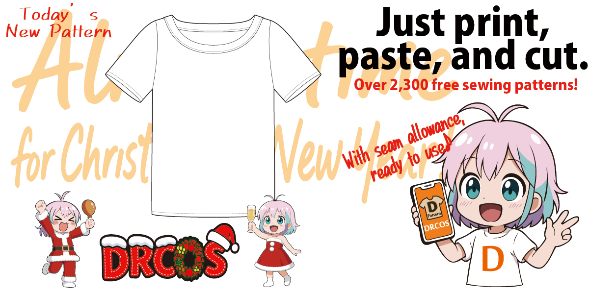 drcos_com's tweet image. 🎄 Today’s Free English Paper Pattern!

👕 T-Shirt 3 (Round-neck)
📏 A4 size (Cm)
🧵 Easy round-neck top — perfect for Christmas cosplay or daily wear.
Quick to sew and beginner-friendly!

🔗 dr-cos.info/fp-tshirt3.html

#ChristmasCostume #SewingPatterns #FreePattern #CosplayCostume