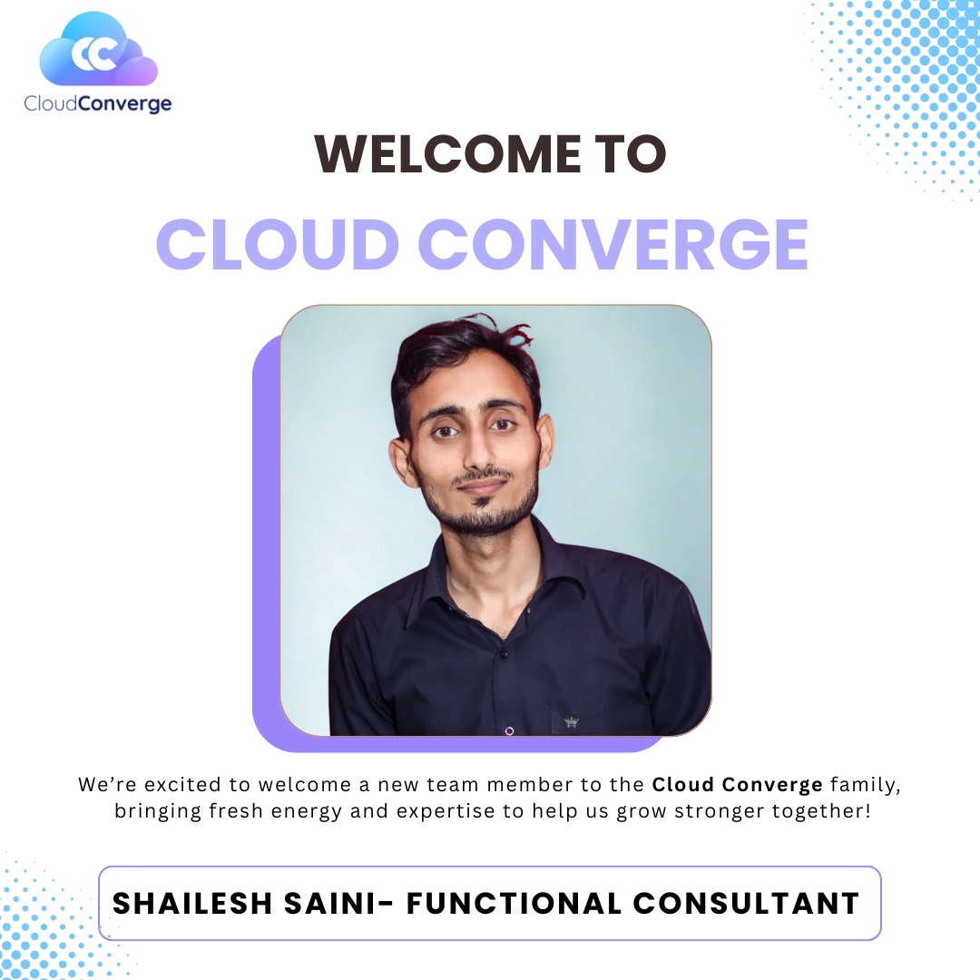 CloudConvergeIO's tweet image. Welcome Shailesh to the Cloud Converge team. He brings strong functional skills and a calm, problem-solving approach. Excited to see the value he’ll add as we move forward together.

#CloudConverge #NewJoiner #WelcomeAboard #TeamUpdate #FunctionalConsultant