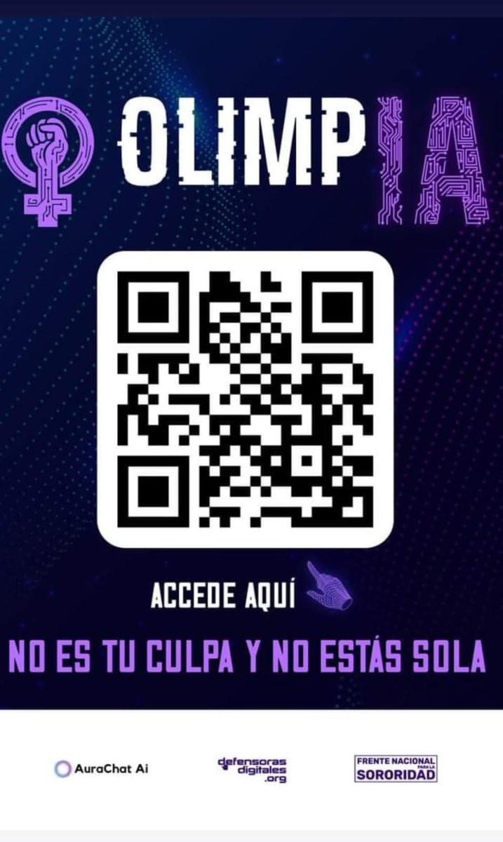 #LeyOlimpia Si haz vivido #V10l3nciaDigital no olvides que hay una IA que funciona las 24 horas al día para orientarte y acompañarte en el proceso. A esta IA la programamos las morras gracias a Aura Chat IA.
#NoEsTuculpa cuando tú te salvas nos salvas a todas. #LoVirtualEsReal