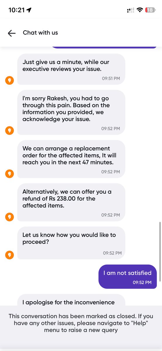 rakeshvis's tweet photo. @Swiggy @SwiggyCares @timesofindia Swiggy s getting pathetic in Bangalore . Waiting 1 hour , then items missing! It being a platform for convenienceHorrible customer care experienc &amp; not resolving things as needed&amp;closing chatwithout resolution. Refund wont suffice time we wasted https://t.co/iUYEuxmK2g