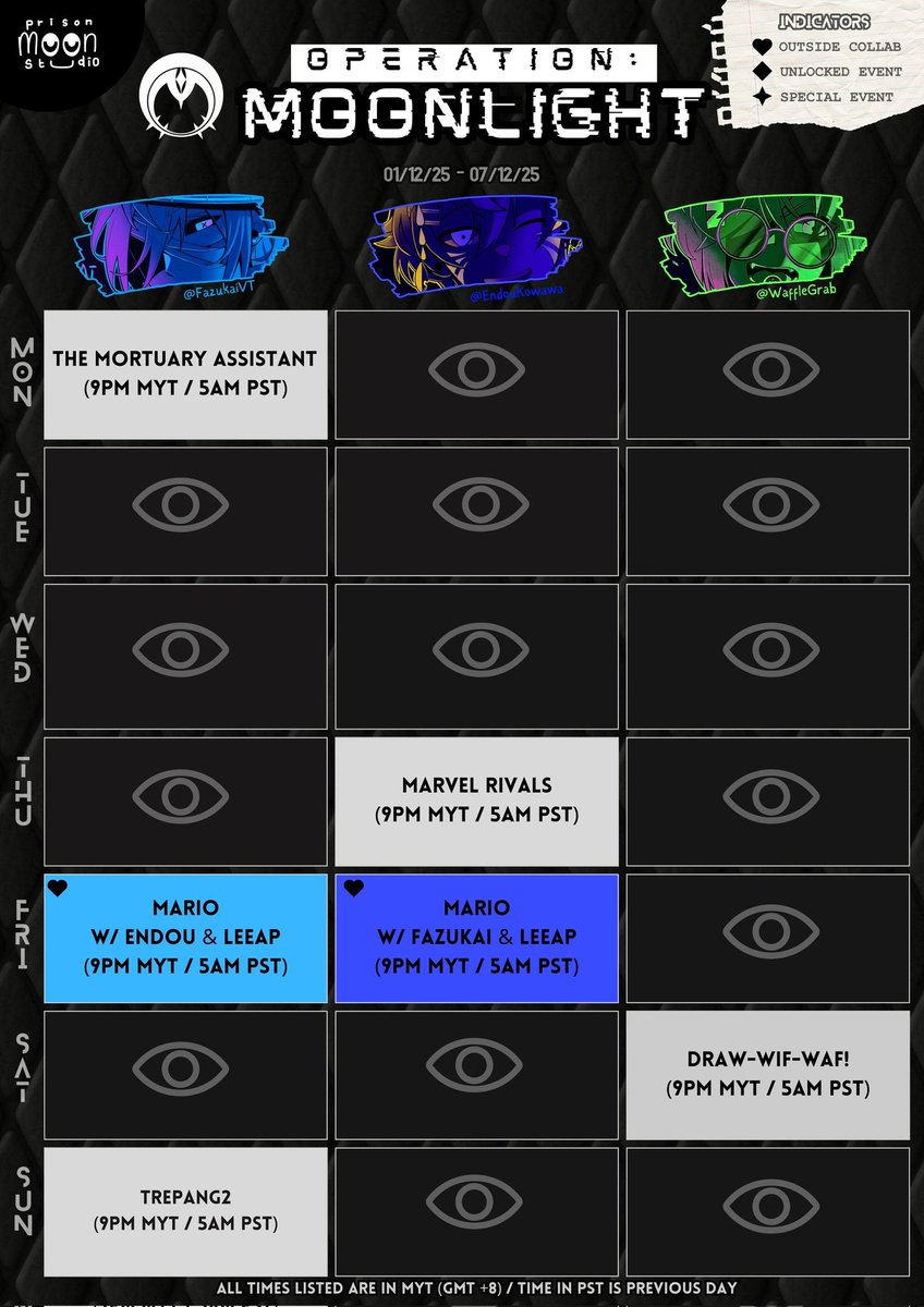🌊NEW SCHEDULE!🌙

Another week of chaos! Chibs is still unwell but join all the other shenanigans that ensue! 🔥

#ENVTubers #VTuberUprising