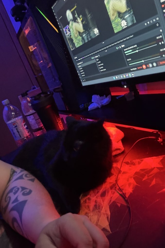 Nothing like grinding some black ops 7 and having you little buddy snoring behind you in his chair. #ronantheblackcat #twitch #youtube he also likes to get cam time during stream nights .
