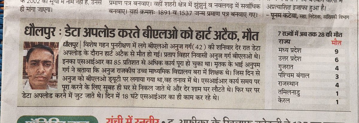 HemrajGadi's tweet image. निर्दोष BLO मर रहे हैं… और सिस्टम अब भी मौन है। जिम्मेदार कौन?

#BLO #SystemFailure