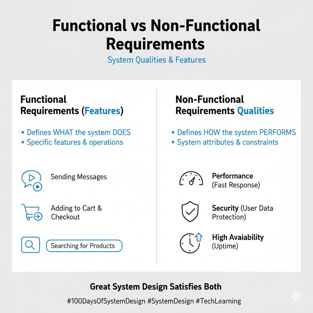 techbysandeep's tweet image. 🚨 Day 1 of #100DaysOfSystemDesign - What is System Design?

1️⃣ What is System Design?
→ Planning how a software system should work before coding
→ Defines architecture, data flow, components and communication
→ Blueprint for building scalable, robust applications

2️⃣ Why…