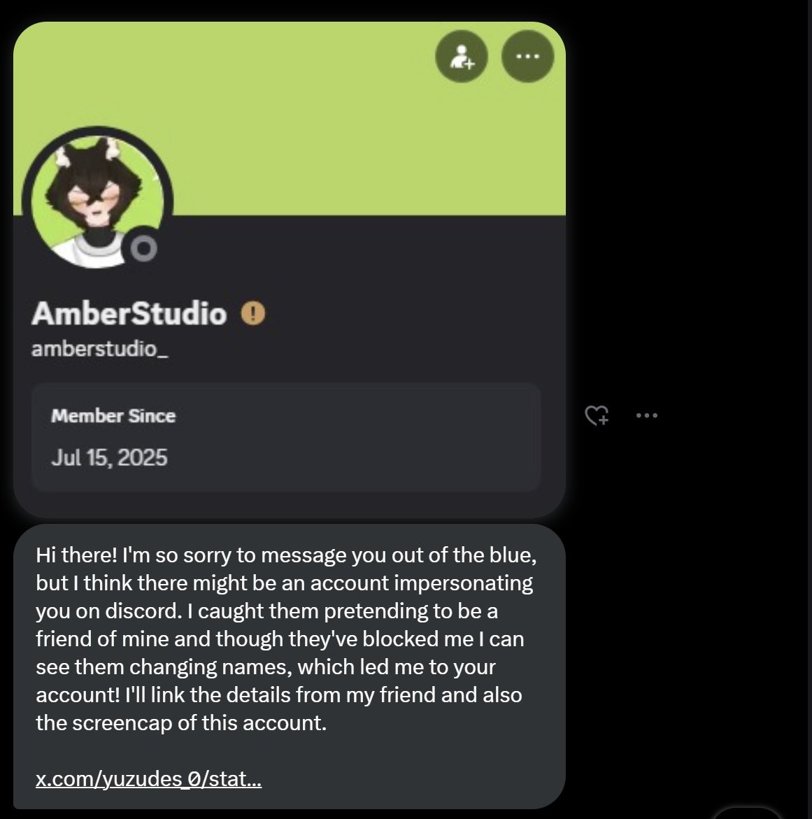amberstudio_'s tweet image. FYI… my Discord was hacked a few weeks ago 🥺
If anyone received strange messages, it wasn’t me.
I’m really sorry if it made you worried🥹

#DiscordAlert #HackedAccount #StaySafeOnline