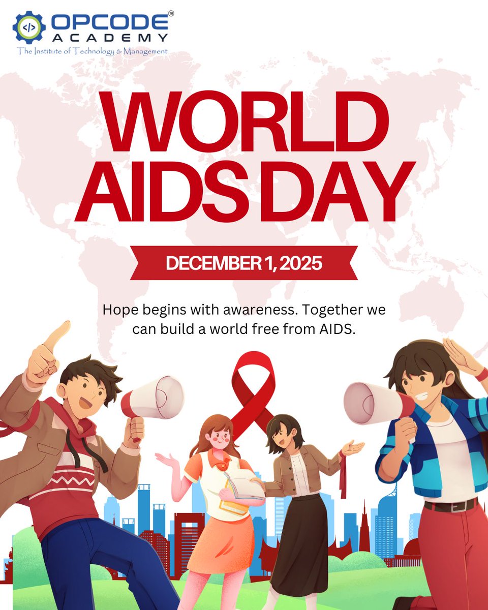 opcodeacademy's tweet image. 🔷 World AIDS Day reminds us to stand with courage, compassion, and awareness.

#OPCODEAcademy #WorldAIDSDay #AIDSAwareness #EndTheStigma #HIVAIDS #RedRibbon #HealthAwareness #SupportAndCare #StopHIV #KnowYourStatus