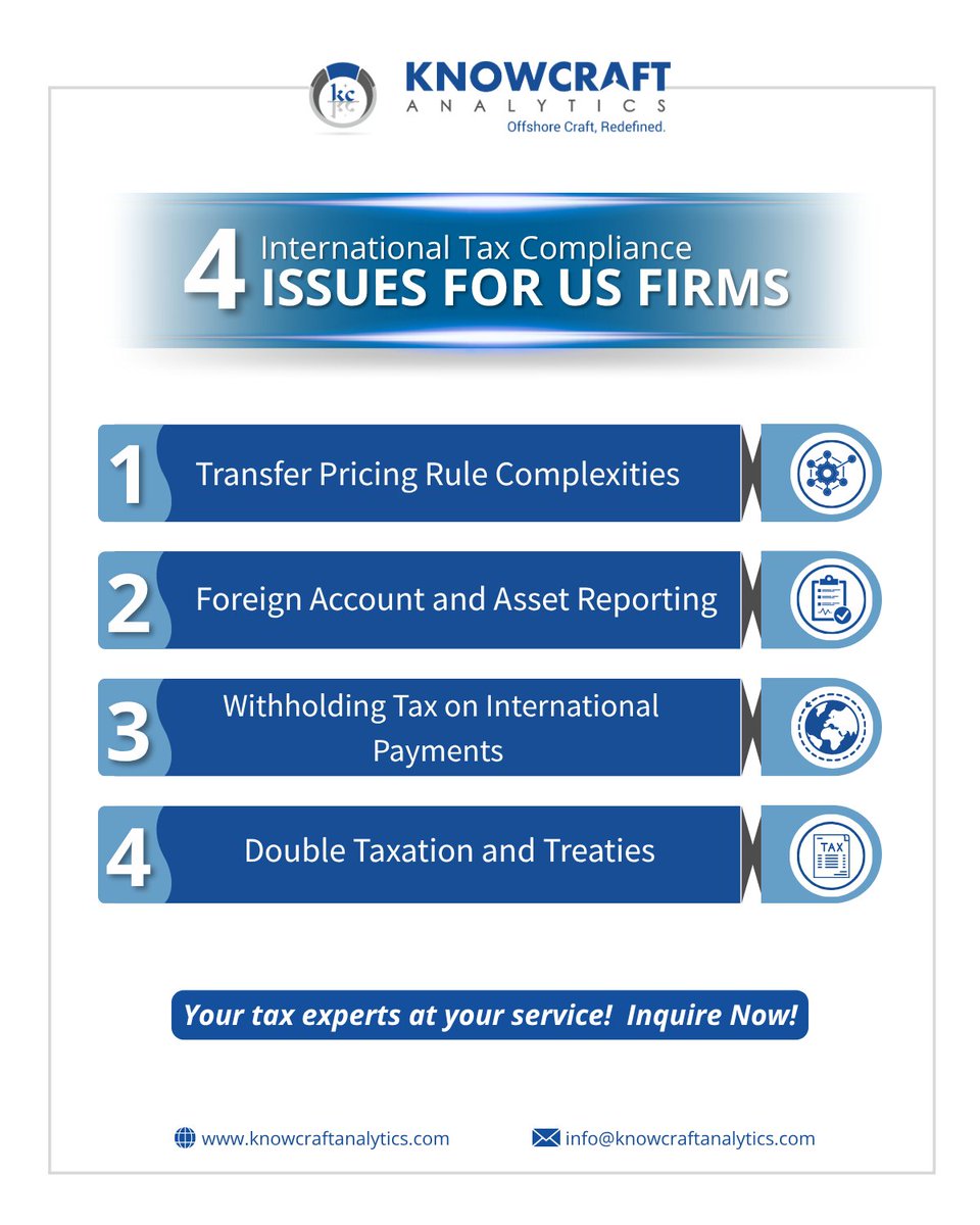 KnowcraftA's tweet image. Global expansion brings opportunities and international tax challenges. 

Ensure compliance with transfer pricing, reporting, and treaty rules to safeguard your profits.

#KnowcraftAnalytics #InternationalTax #GlobalBusiness #TaxCompliance #TransferPricing #WithholdingTax