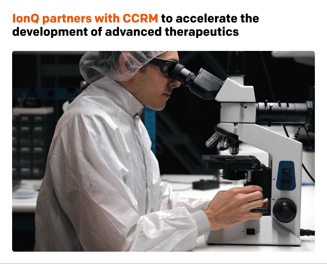 IonQ_Inc's tweet image. We’re entering an investment partnership with @CCRM_ca to advance next-generation therapeutics.
Together, we’ll explore new quantum applications that can transform therapeutic development and biomanufacturing.
More here: ionq.com/news/ionq-and-… 
#QuantumComputing…