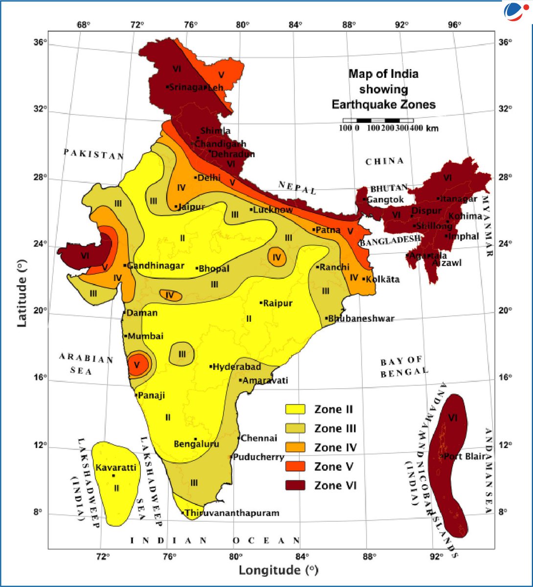 abhinavaduri9's tweet image. #India’s #NewSeismic Map: 75% of Population at Earthquake Risk

Zone 2 – Low Risk
#Telangana (incl. #Hyderabad), Karnataka, Chhattisgarh, Goa, Odisha (parts), Jharkhand (parts), Kerala, TN, #AP (some areas), Maharashtra

🟠 Zone 3 – Moderate
Gujarat (parts), UP(parts), #AP(parts)