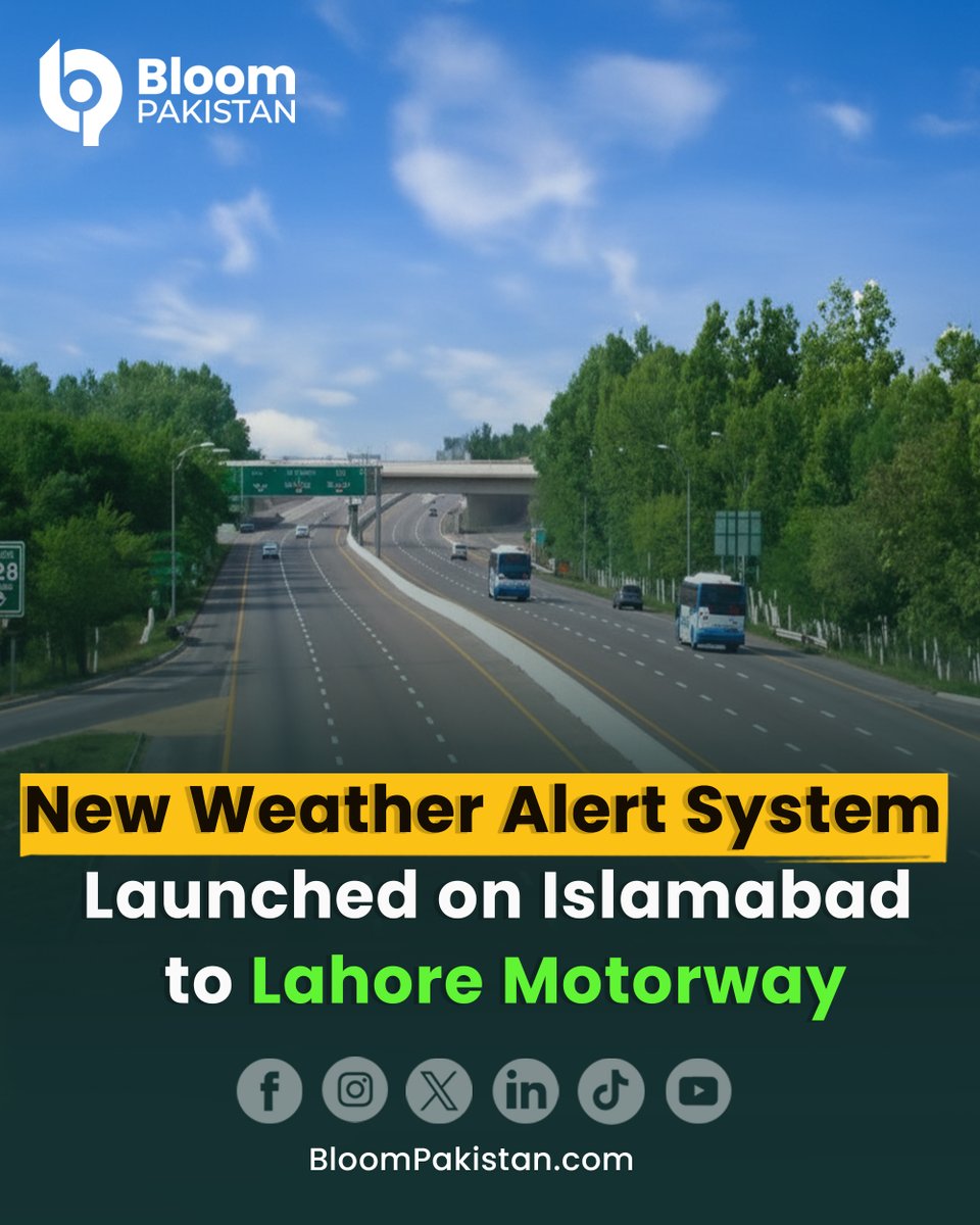 bloom_pakistan's tweet image. Pakistan to Launch Advanced Road Weather Alert System on Islamabad–Lahore Motorway.

Read More  bloompakistan.com/new-weather-al…

#WeatherOnTheWay #MotorwayUpdate #PakistanNews #RoadSafety