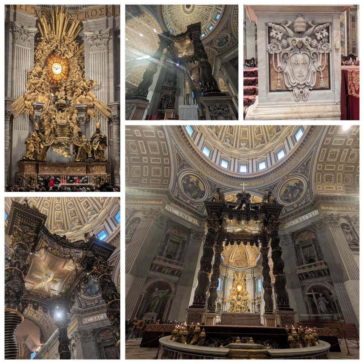 サン・ピエトロ大聖堂 奥へ進む。身廊の中央にそびえ立つのは聖ペトロ