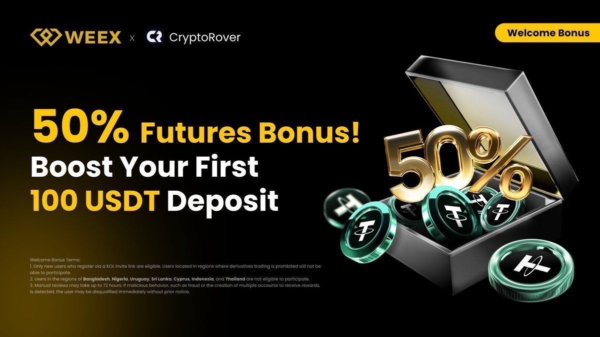 cryptorover's tweet image. Claim a 50% deposit bonus on WEEX.                  

Only with THIS link 👇
weex.com/events/welcome…