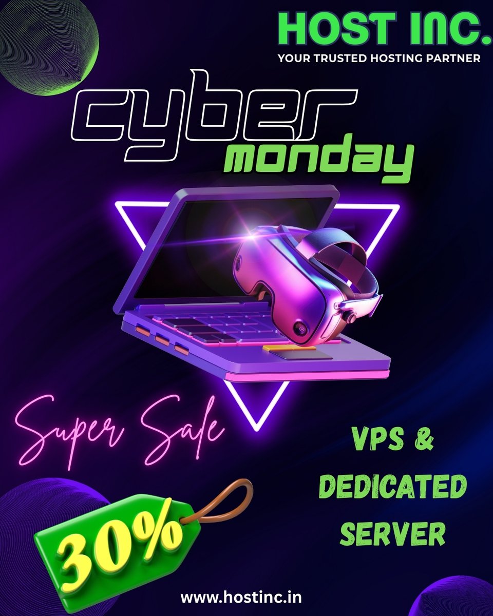 im_Hostinc's tweet image. Upgrade your online business with lightning-fast VPS &amp;amp; Dedicated Server 
Get 30% OFF on powerful hosting solutions — secure, reliable and built for high performance.

#CyberMonday #CyberMondaySale #SuperSale #WebHosting #VPSHosting #DedicatedServer #HostingOffer
