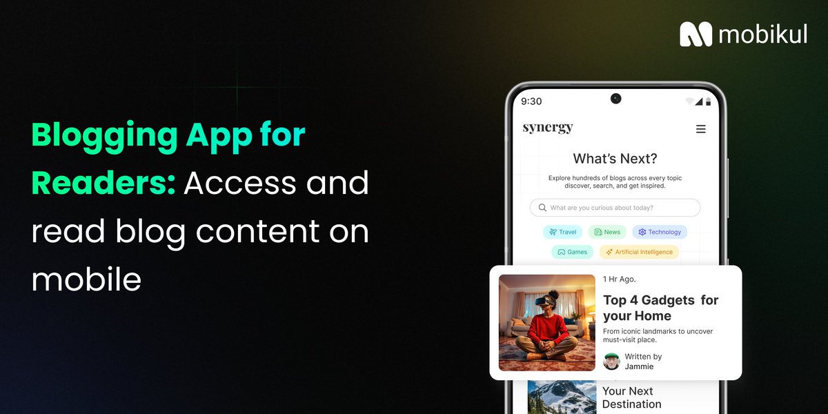 mobikul's tweet image. 📱Turn Your Blog Into an App — Seamless Blogging App Solution by Mobikul!
Transform an existing blog website into a fully functional mobile app with Mobikul’s powerful Blogging App solution.
Learn more: mobikul.com/blogging-app/
#Webkul #Mobikul #BloggingApp #MobileAppDevelopment