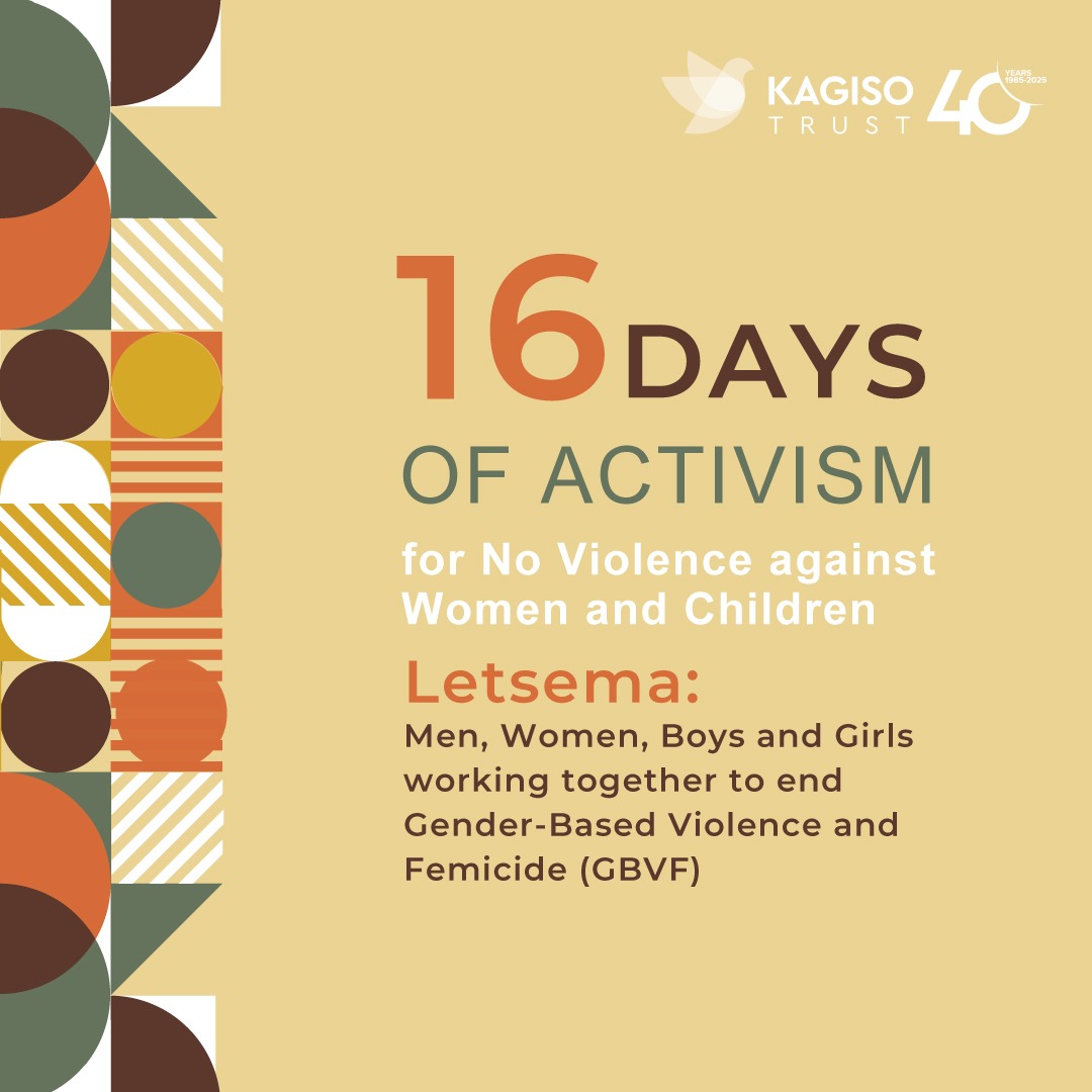South Africa is in the midst of #16DaysOfActivism.
Kagiso Trust stands with survivors of violence, today and every day.

GBV is not a 16-day issue.
It demands a national commitment to safety, justice and accountability.
#StopGBV #EndViolence