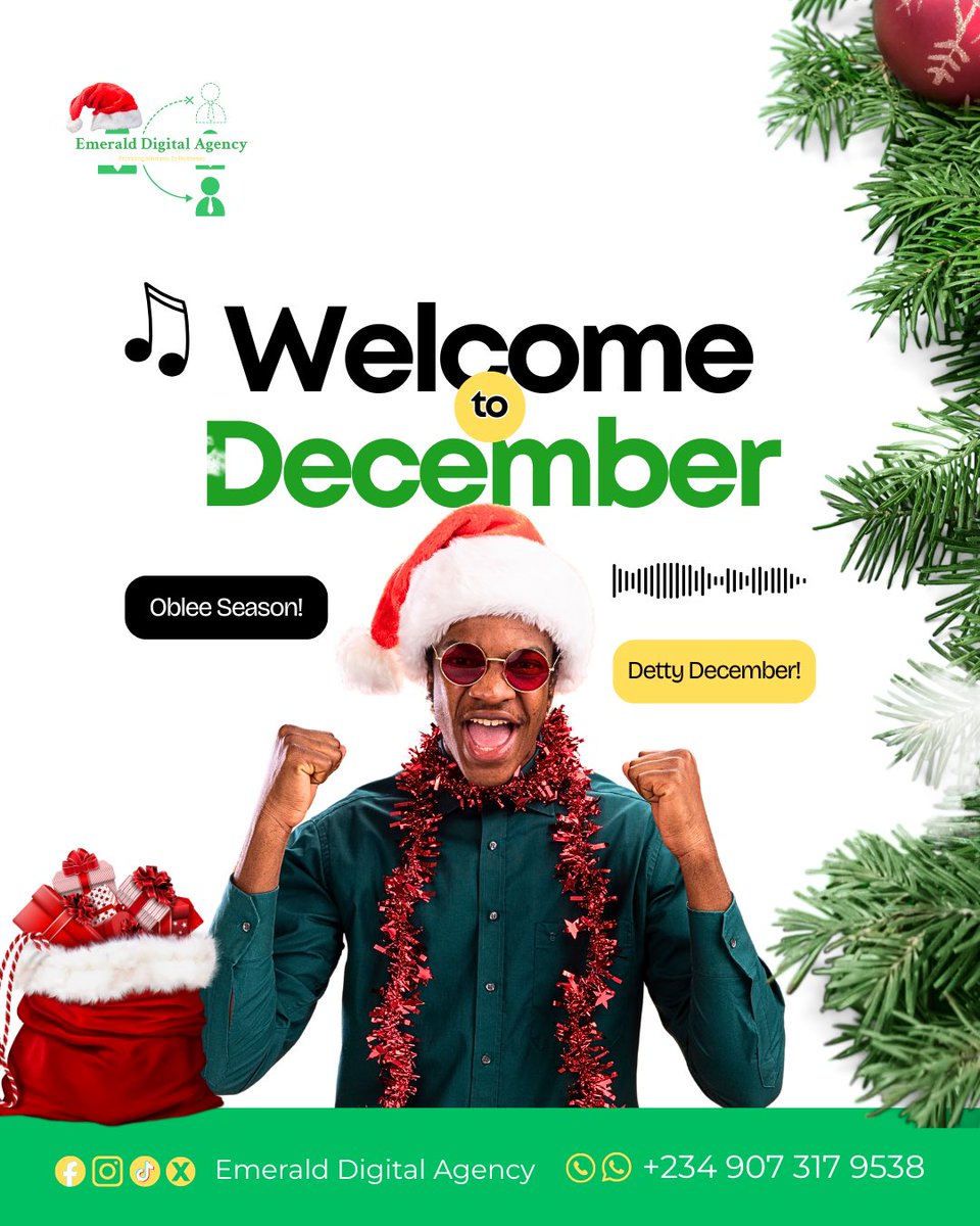 Emeralddigitals's tweet photo. Happy New Month! Welcome to December 🎉
Detty December is here and omo… Emerald Digital Agency choke this month!

We’re dropping back-to-back offers you can’t afford to miss.
Stay tuned! December is about to be profitable.

.
.

#happynewmonth❤️ #welcometodecember #dettydecember https://t.co/MJXcXSYQyN