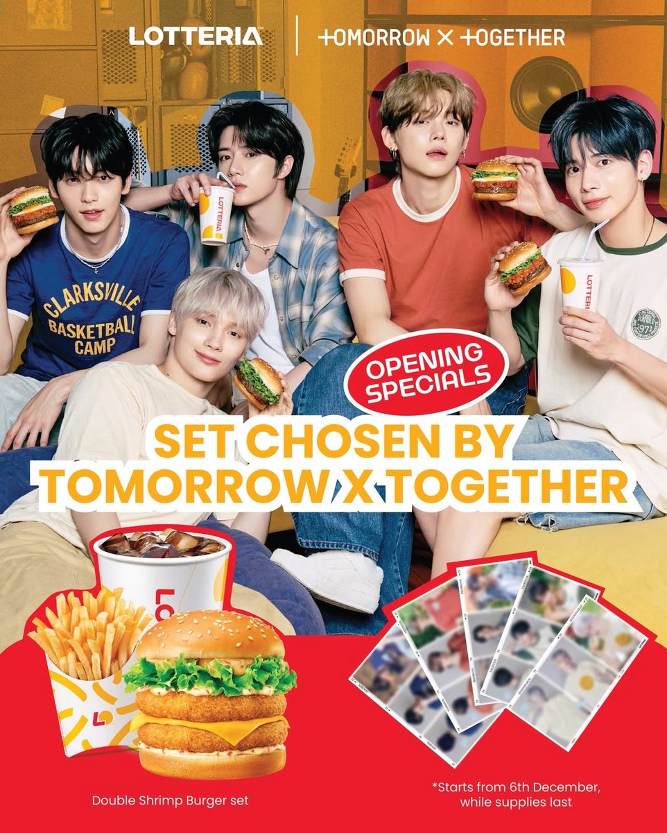 ForTXT_MY's tweet photo. Lotteria is coming to you in Malaysia starting 6th December! Order the Double Shrimp Burger combo and receive a special postcard pack while stocks last! 🍔

#lotteriamy https://t.co/qmCJwDNcG9