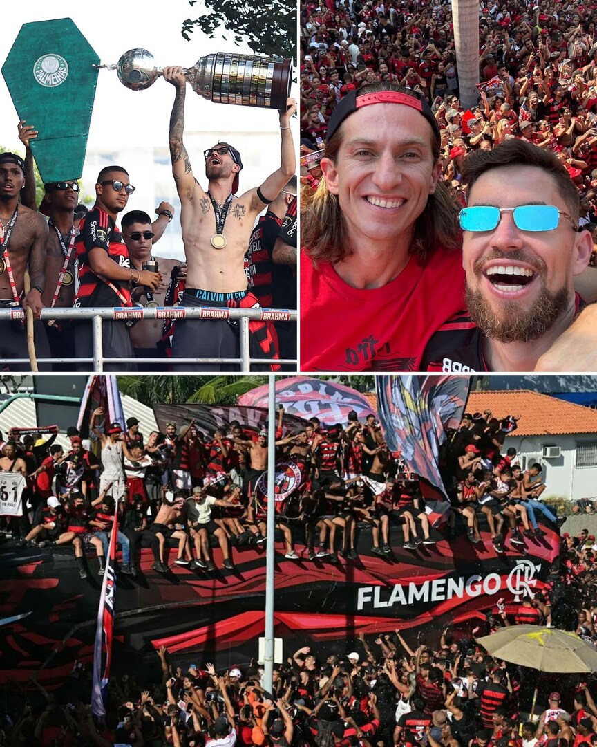 🇧🇷 Flamengo's bus parade to celebrate their Copa Libertadores triumph.
