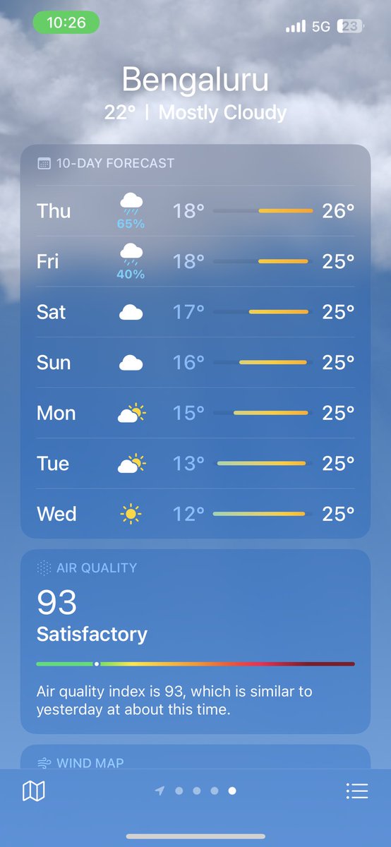 whyrucha's tweet photo. how is my weather app showing that Mumbai’s AQI is better than Bangalore’s 😱 https://t.co/ALNl5XNA68