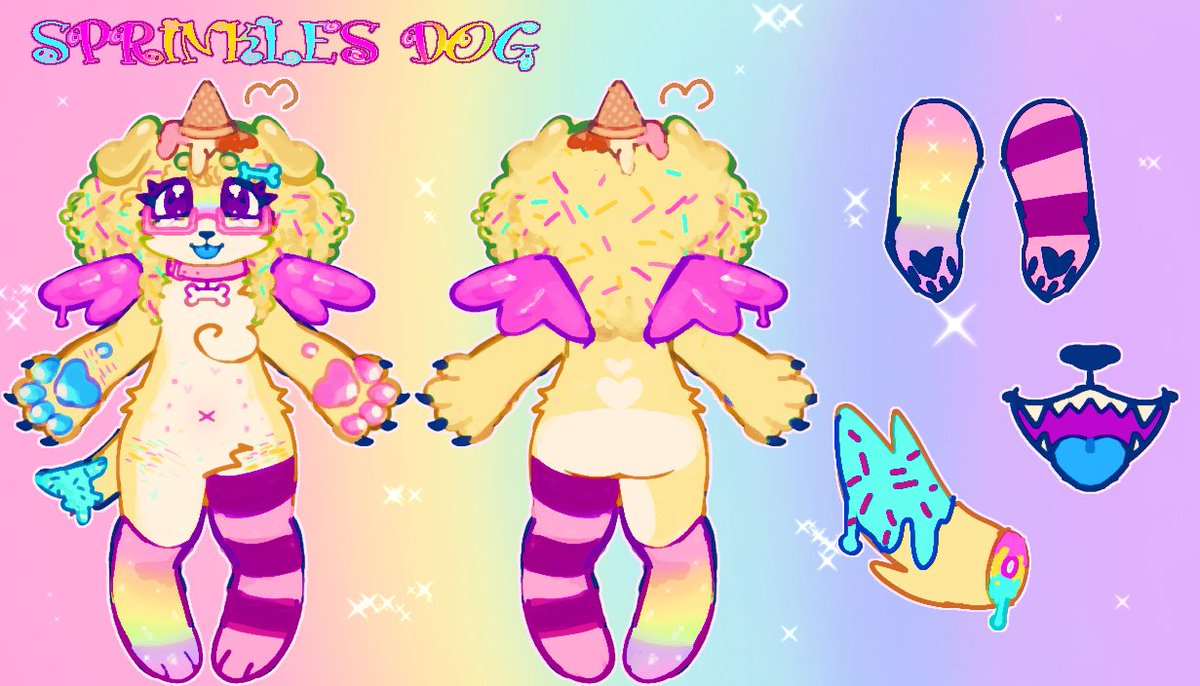 _Samoca's tweet image. FURSONA REF SHEET ✨🌈🍨 

#art #furry #puppy #fursona #sparkledogs