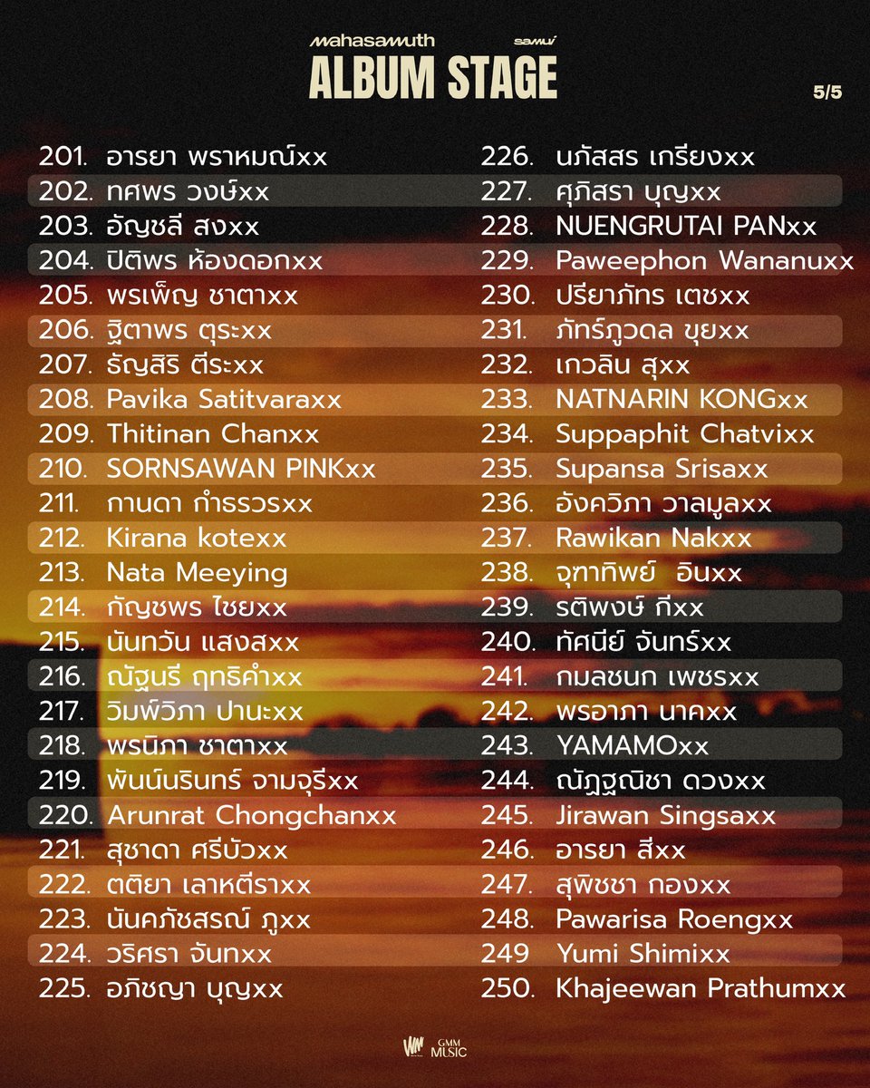 ประกาศรายชื่อผู้มีสิทธิ์เข้าร่วมงาน
SAMUI ‘MAHASAMUTH’ 1st ALBUM STAGE [3/3]

 #SAMUI_K1
 #MAHASAMUTH_STAGE
 #WhiteMusicRecord
 #GMMMusic