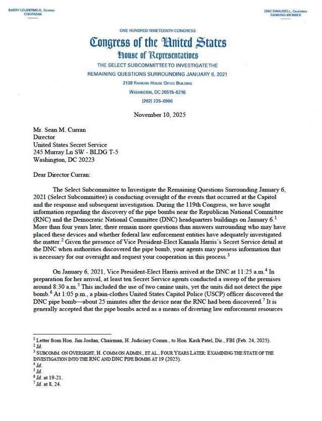 Milajoy's tweet image. HOLY CRAAAP! 

Kamala Harris’ Secret Service detail to be QUESTIONED in the January 6th pipe bombing in front of the RNC and DNC. 

It&apos;s ALL going to come out. 

Finally.