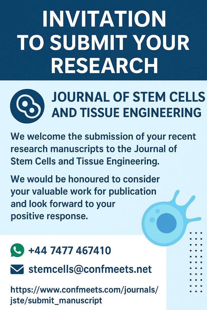 ConfmeetsJou's tweet image. Submit your #stemcell and #tissueengineering research to a journal dedicated to cutting-edge science and clinical impact. 
We review rigorously and publish promptly.

confmeets.com/journals/jste/…

#BiomedicalEngineering #CellBiology #Bioengineering #Biotech #CellTherapy