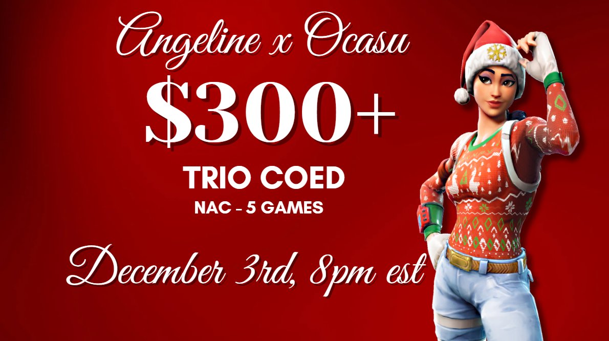 4ng3linee's tweet image. $300 NAC TRIO COED ( girl x guy x guy)
🗓️December 3rd, 8PM EST
🎮5 NAC BUILD GAMES
How to get a spot⤵️
- Like &amp;amp; Retweet
- Follow @4ng3linee + @ocasu5 
- Comment Full Team