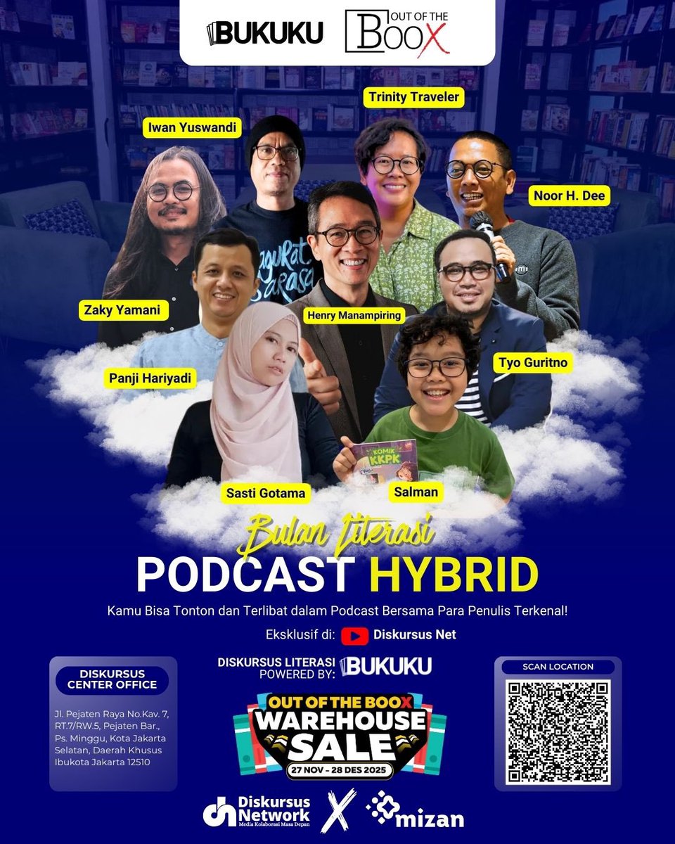 DiskursusNet's tweet image. BukuKu Kolaborasi bersama Out of The BooX! Pertama kalinya di Indonesia Podcast Hybrid “Diskursus Literasi” bersama Para Penulis Ternama!
Kamu bisa hadir dan terlibat dalam obrolan seru seputar literasi di Toko BukuKu.

#Mizan #Outoftheboox #diskursusnetwork
