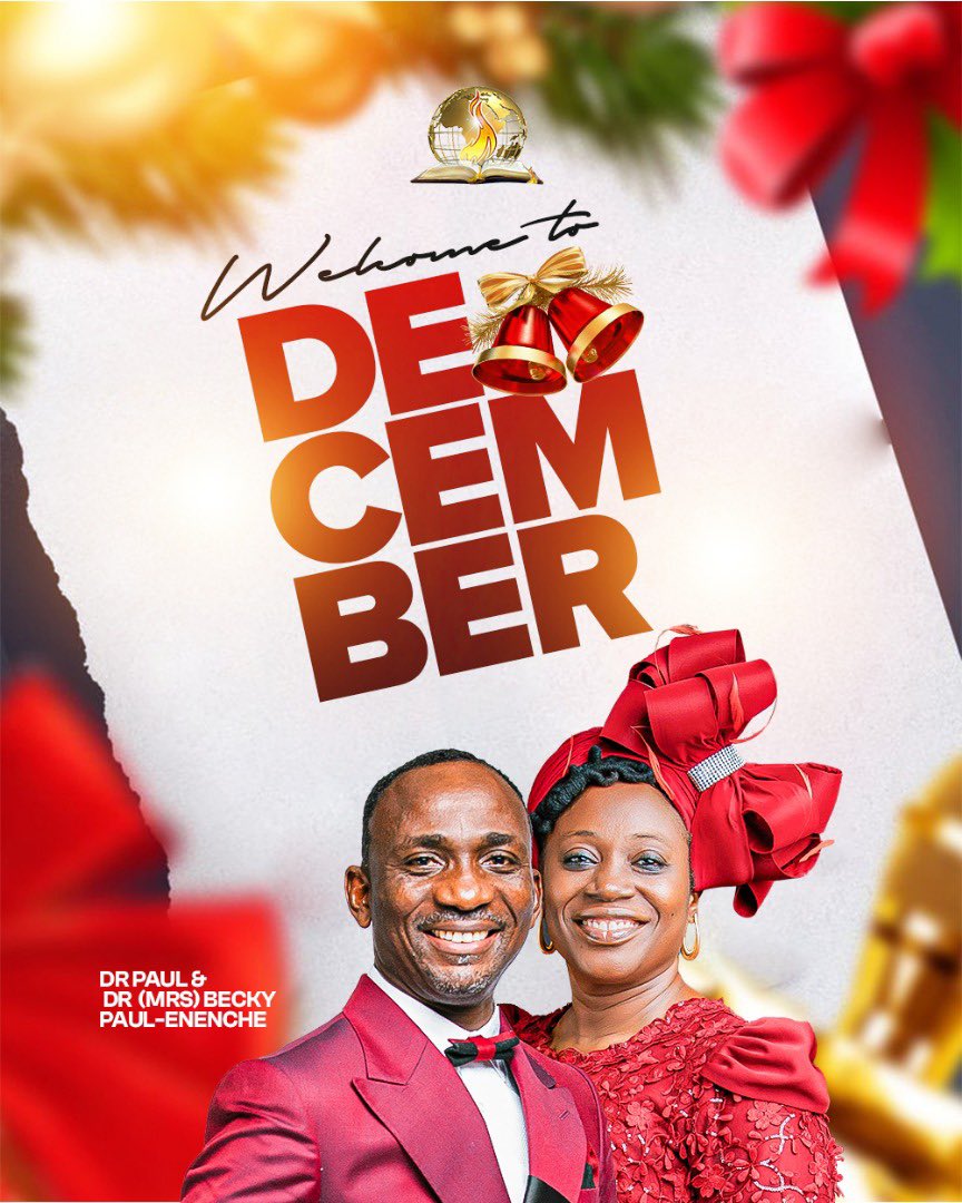 DECEMBER PROPHETIC RELEASE 

Beloved, welcome to the month of December.
By the mantle of grace and by the authority of Jesus Christ; we declare that the God who kept you from January till now will perfect all that concerns you.

December will not swallow your joy, your health,