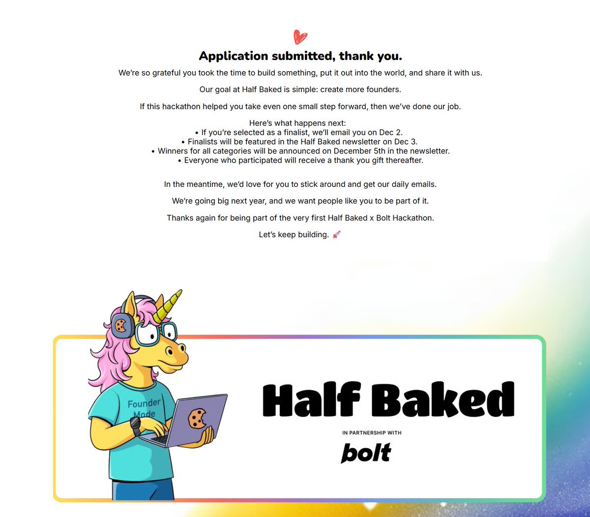 Can't wait to get it fully launched into the app store before the end of the year! Thank you <a href="/boltdotnew/">bolt.new</a> &amp; <a href="/gethalfbaked/">Half Baked 🍪</a> for the inspiration to get cooking again!